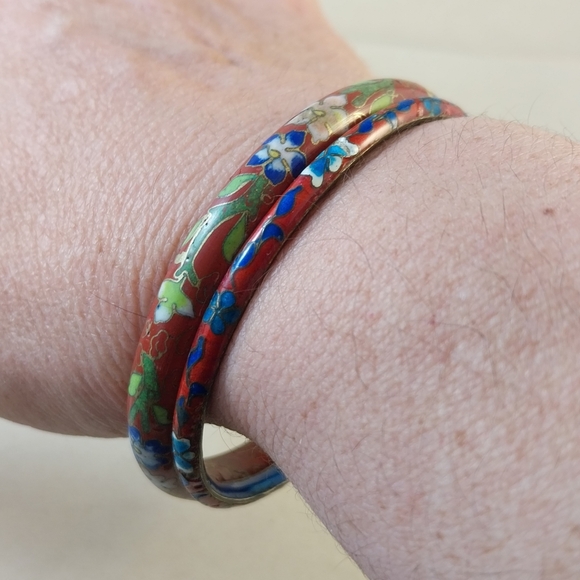 Colorful Cloisonné Bangle Set - Picture 5 of 16